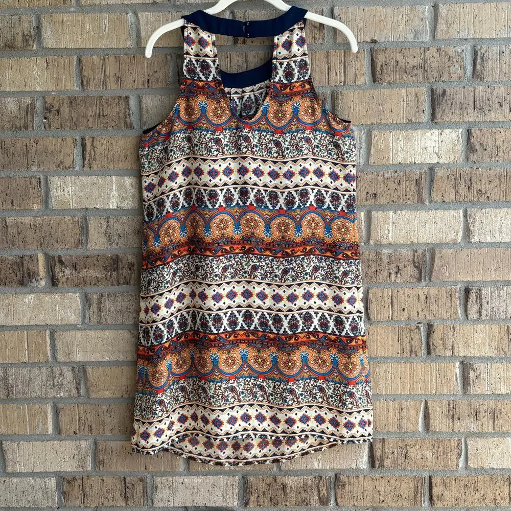 A. Byer Juniors Boho Medium Tribal Print Shift Dress
